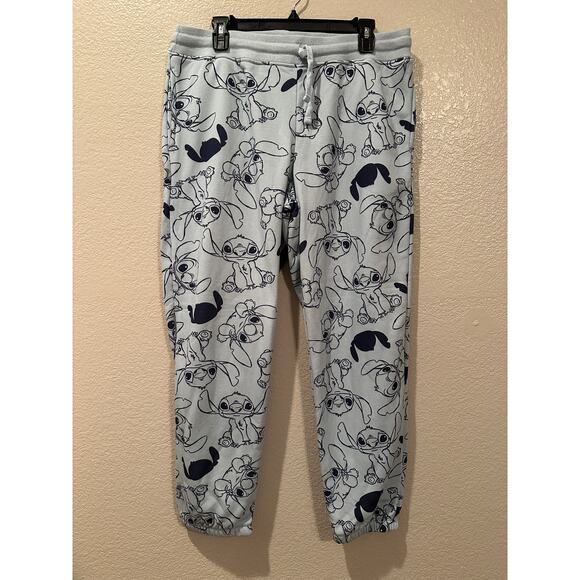 NWOT Disney Stitch Blue drawstring pocket Sweatpants pajama pants L XL - Picture 1 of 6